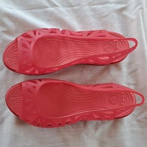 CROCS Pink Jelly Wedge Sandals Open Toe